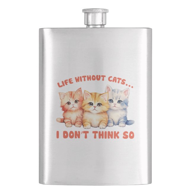 Petaca Gatitos Cuidados Y Coloridos - ¿Vida Sin Gatos? (Anverso)