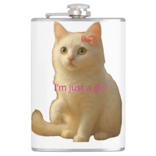 Petaca Gato Blanco Coquette Adorable Sólo Soy una Chica L