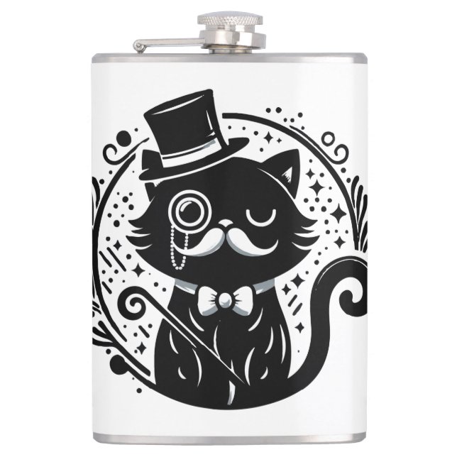 Petaca Gato Dapper Con Sombrero Superior (Anverso)