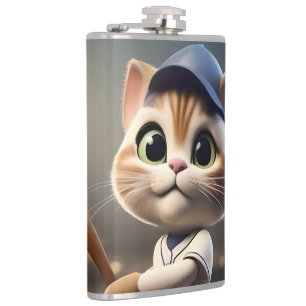 Petaca Gato De Béisbol Gracioso En 3D,