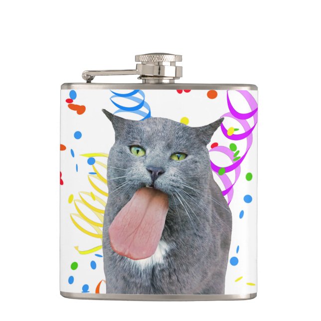 Petaca ¿Gato de fiesta te ha comido la lengua? (Anverso)