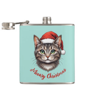 Petaca Gato de Navidad Lindo Personalizado con Sombrero d