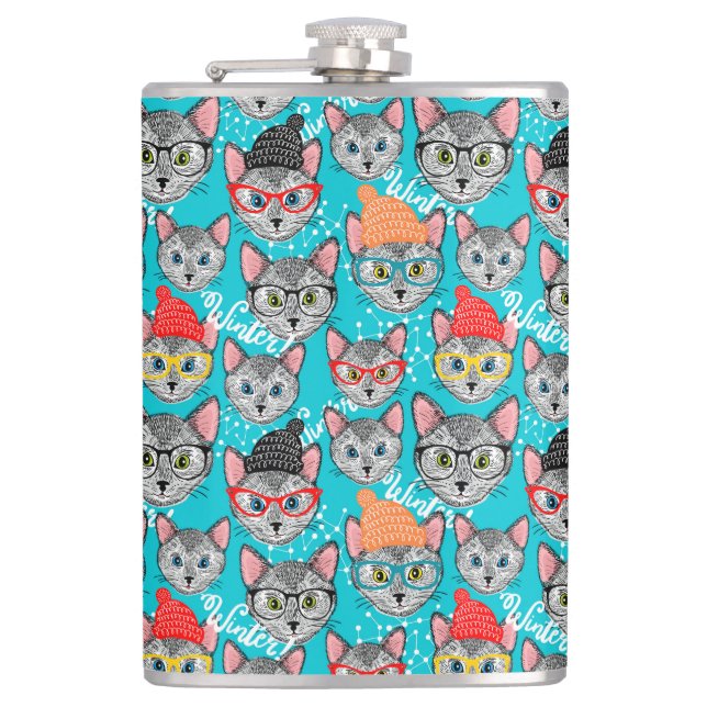 Petaca Gato en el gorra (Anverso)