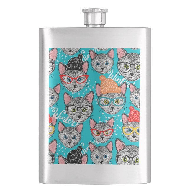 Petaca Gato en el gorra (Anverso)