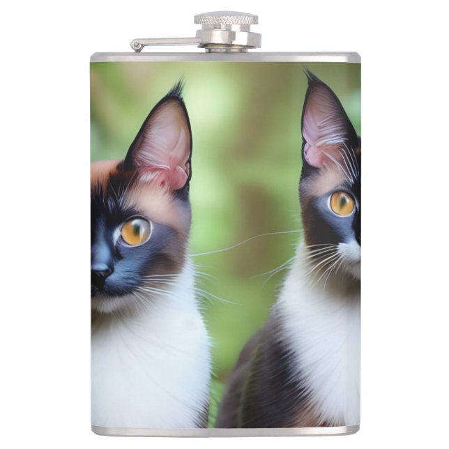 Petaca Gato gemelos siameses, máscara de cadera (Anverso)