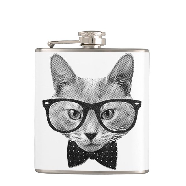 Petaca Gato hipster vintage (Anverso)
