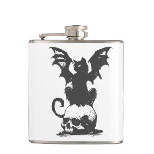 Petaca gato negro con alas monstruo - Elige el color de l