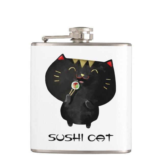 Petaca Gato negro lindo del sushi de Kawaii (Anverso)