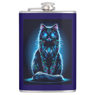 Petaca Gato neón fondo vívido-97948