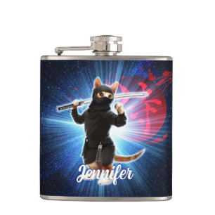 Petaca Gato Ninja en el espacio.