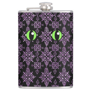 Petaca Gato Ojos Morado Damasco Vinyl Envuelto