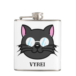 Petaca Gato oscuro Gato negro Gato Gris vestido con lente