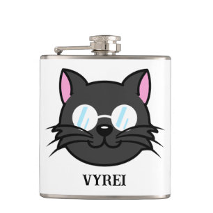 Petaca Gato oscuro Gato negro Gato Gris vestido con lente