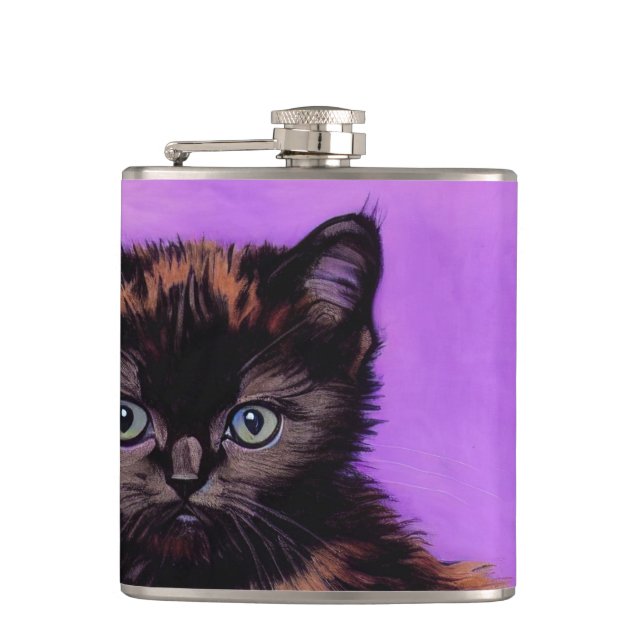 Petaca Gato púrpura estilo Van Gogh (Anverso)