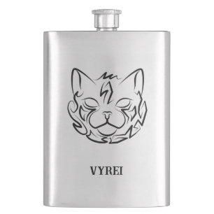 Petaca Gato tribal negro y blanco