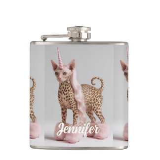 Petaca Gato Unicornio Leopardo Glam en Tacones de Pelaje