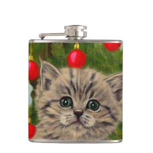Petaca Gato vintage y árbol de Navidad