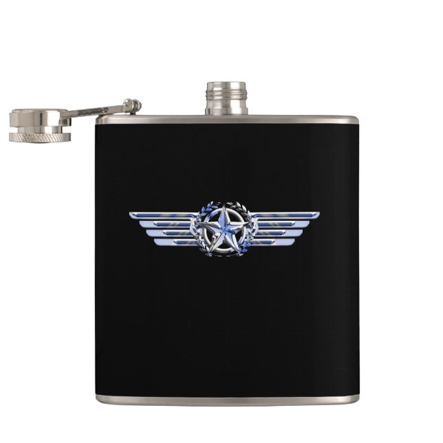 Petaca General Air Pilot Chrome como Star Wings Black (Abierto)