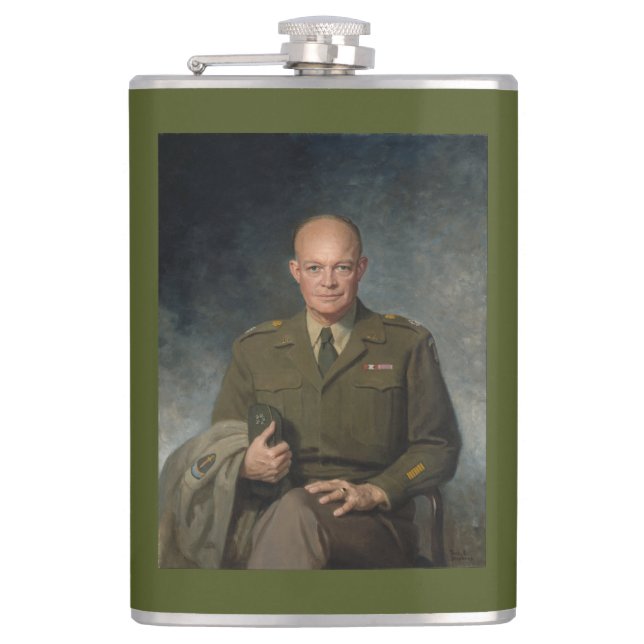 Petaca General Dwight Eisenhower Retrato pintado de 5 est (Anverso)