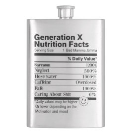 Petaca Generation X | Fun Nutrition Facts Sarcasm Neglect