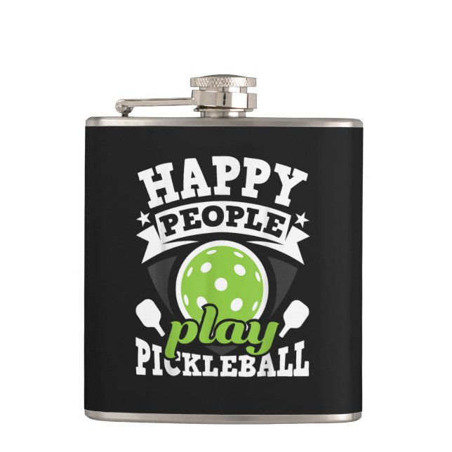 Petaca Gente Feliz Juega Pickleball - Jugador de Paleta (Anverso)