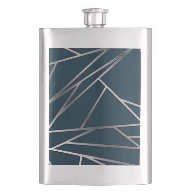 Petaca Geométrica moderna de Plata Azul (Anverso)
