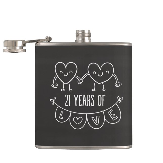 Petaca Gift Chalk Hearts, 21 Aniversario (Abierto)
