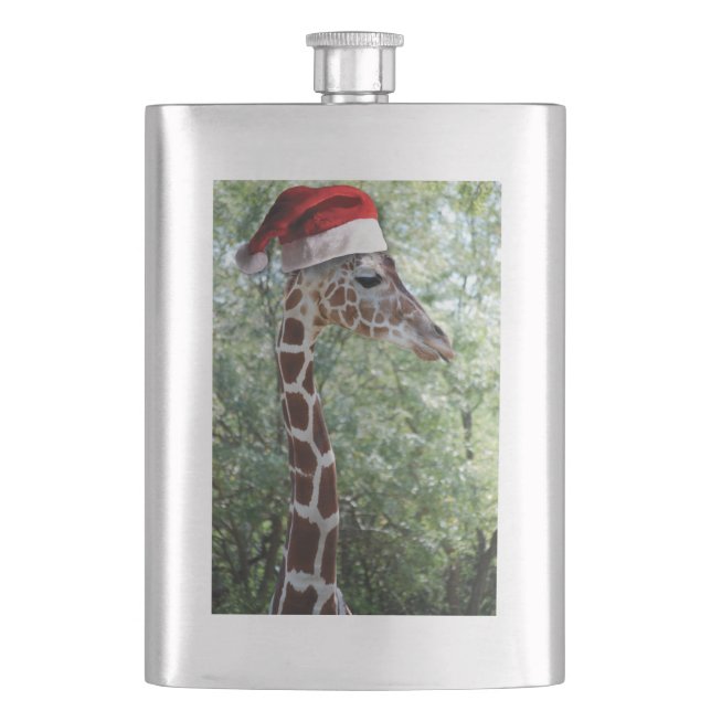 Petaca Giraffe con un Gorra de Santa Claus (Anverso)