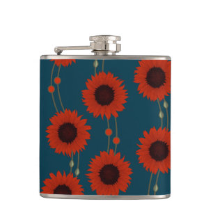 Petaca Girasoles rojos Art Nouveau girasoles retro Floral