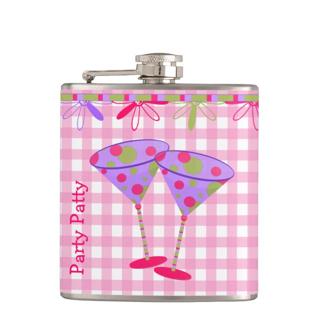 Petaca Girly Personalizado Fiesta Flask (Anverso)