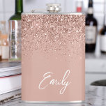 Petaca Girly Rosa Oro Rubor Purpurina rosa Monograma<br><div class="desc">Girly Rosa Gold - Purpurina de espuma rosada de Rubor Cepillado Nombre de monograma Metalizado y máscara de Fiesta inicial. Esto hace que el dulce perfecto cumpleaños 16, boda, ducha de novia, aniversario, ducha de bebé o fiesta de soltera sea regalo para alguien que ama el lujo glam y los...</div>