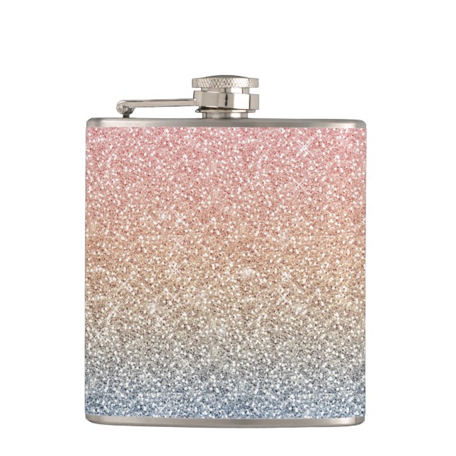 Petaca Girly Rubor Rosa Oro Azul Ombre Purpurina Sparkles (Anverso)