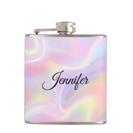 Petaca Girly Vibrant Pastel Holographic Swirl Design     