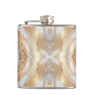 Petaca Glam Rosa Dorado Lujoso Marmol Mariposa Tendente