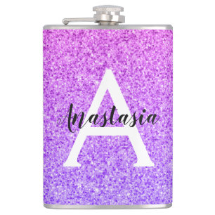 Petaca Glamour Femenino Ómbre Purpura Brillo Monograma
