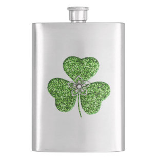 Petaca Glitter Shamrock And Flower Flask