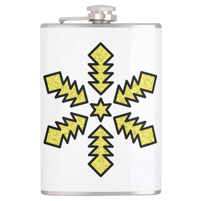 Petaca Glitter Snowflake - Yellow Star (Anverso)