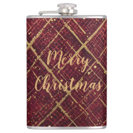 Petaca Gold Red Cross Pattern, Gold Merry Christmas