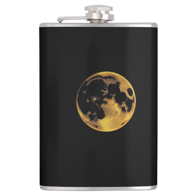 Petaca Gold textured moon on dark black (Anverso)