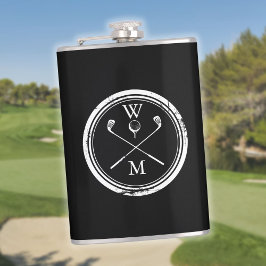 Petaca Golf De Monograma Blanco Y Negro Personalizado