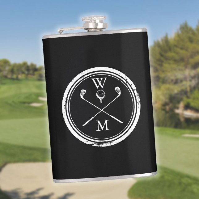 Petaca Golf De Monograma Blanco Y Negro Personalizado (Subido por el creador)
