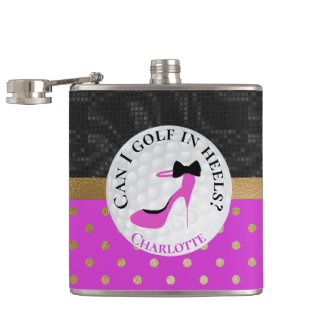 Petaca Golf Tema Girly rosa y negro