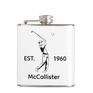 Petaca Golfer y nombre y año personalizados