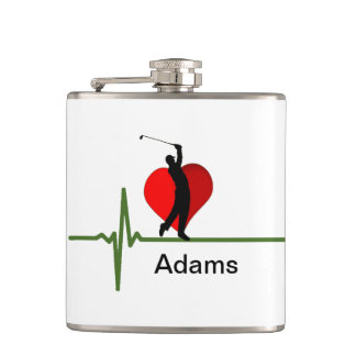 Petaca Golfers Lifeline with Heart Gold Flask