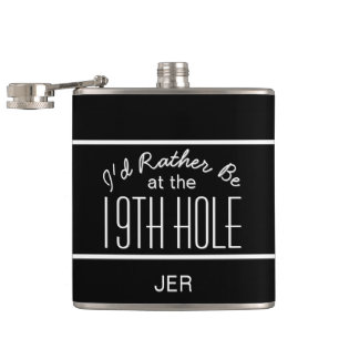 Petaca Golfista Linda 19º Hoyo Iniciales Monogramadas Neg