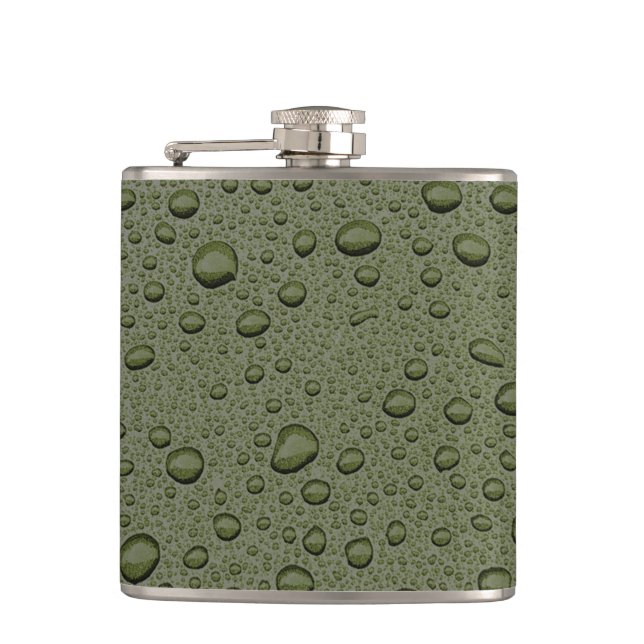Petaca Gotas de agua verde oliva (Anverso)