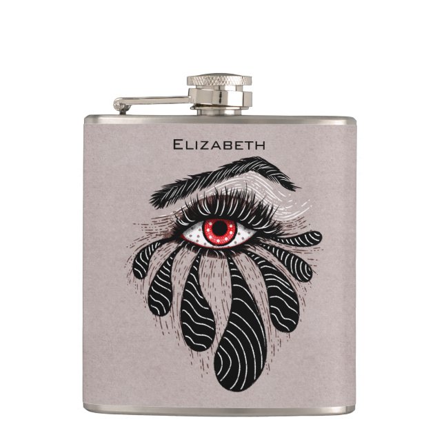 Petaca Gótico Tinta de ojos Dibujo Tatuaje Flask Arte (Anverso)