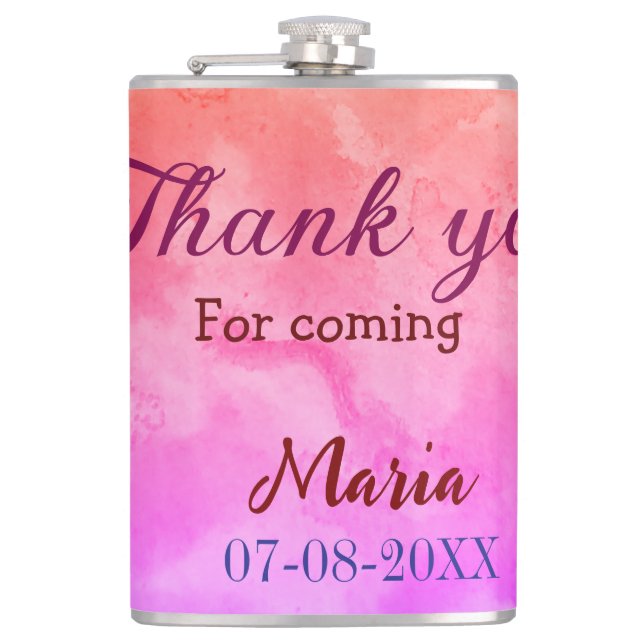 Petaca Gracias por la próxima fiesta de cumpleaños fecha  (Anverso)