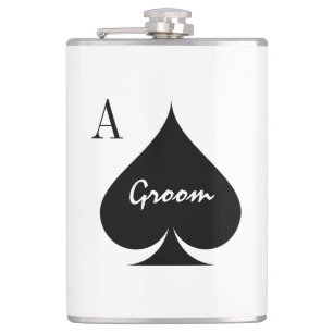 Petaca Gracioso As de espadas boda flask para el novio