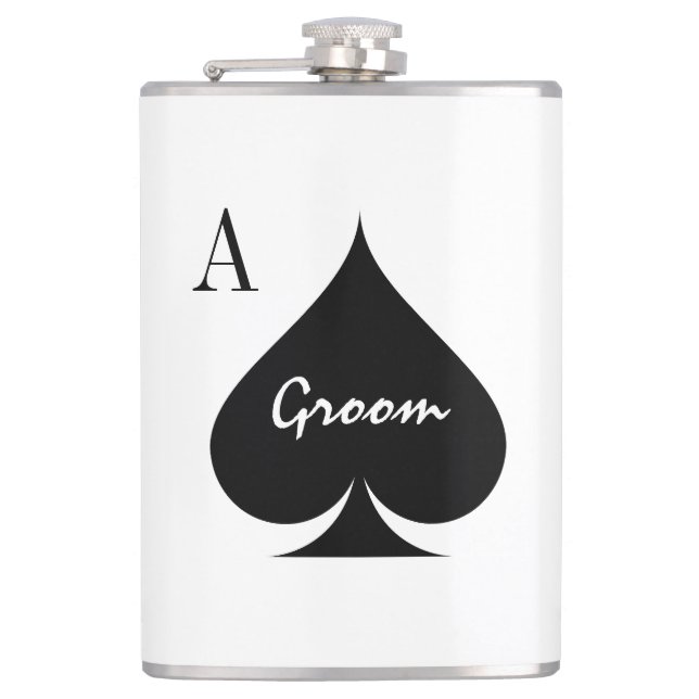 Petaca Gracioso As de espadas boda flask para el novio (Anverso)